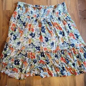 Ralph Lauren Plus Size 2x Tiered Knit Floral Skirt